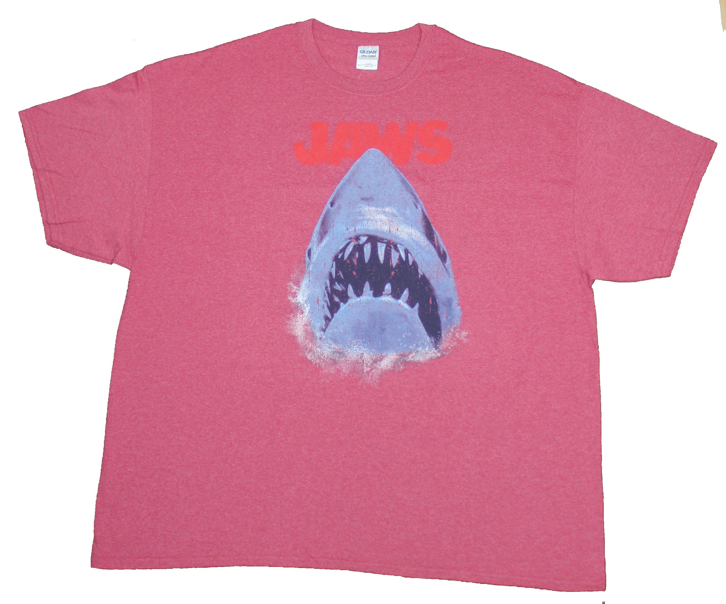 Jaws Mens T-Shirt- Distressed Big Mouth Shark Under Red Name Image Style001 Hoodie, Sweatshirt | CiraTrend.com