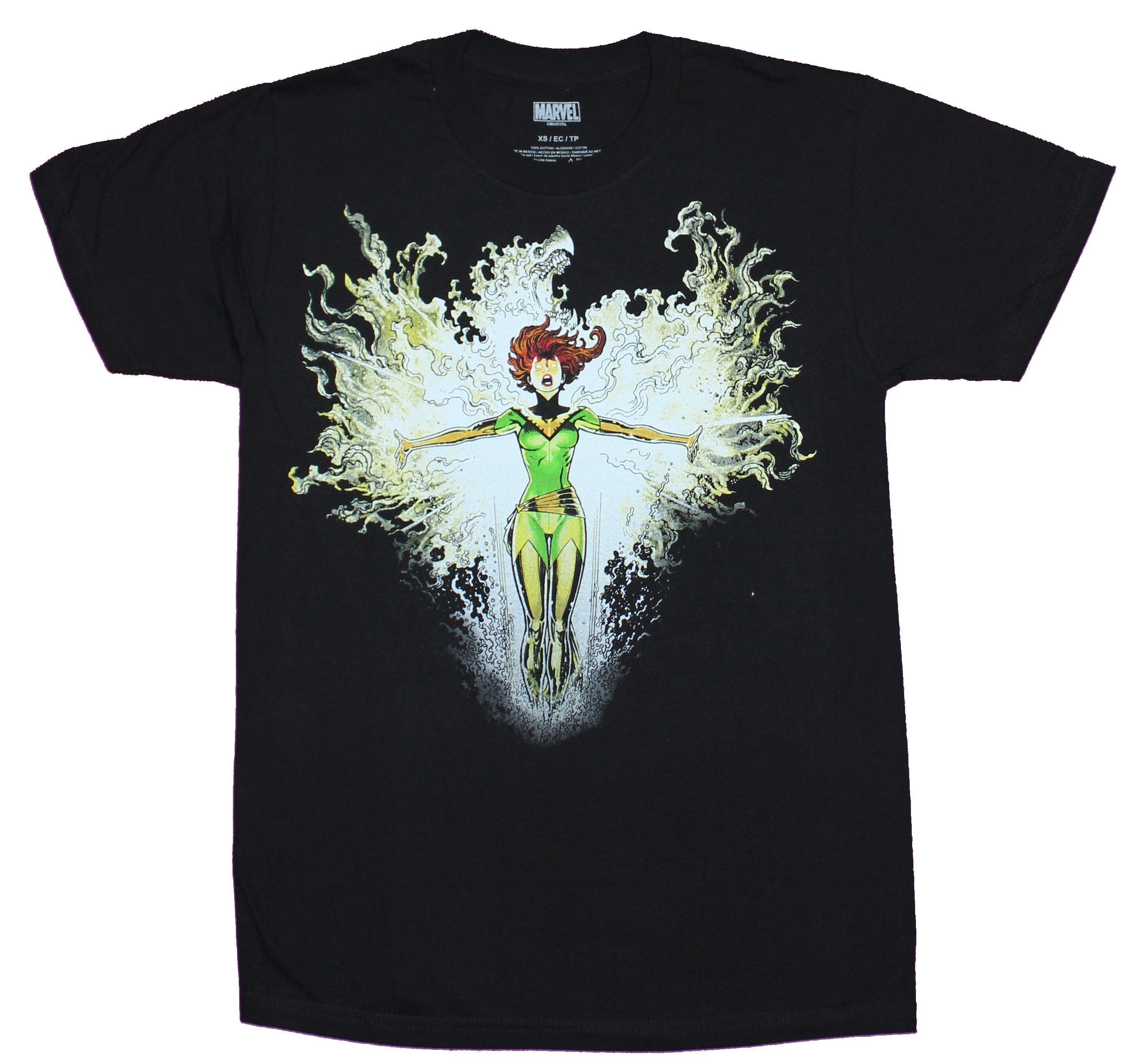 X-Men Mens T-Shirt - Phoenix Rising from Fire Green Uniform Image Hoodie, Sweatshirt | CiraTrend.com