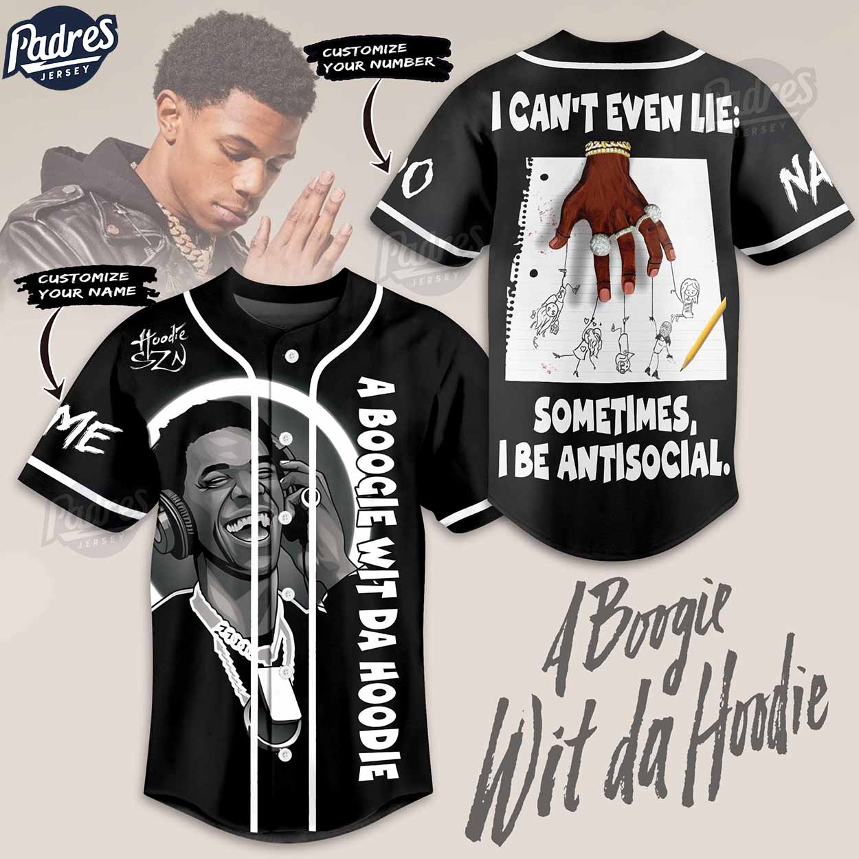 A Boogie Wit Da Hoodie Custom Baseball Jersey Style - Padres Jersey Oasis: Elevate Your Baseball Style Game