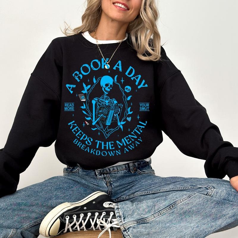 A Book A Day Keep The Mental Breakdown Away Sweatshirt, Officially Licensed Lights Out Sweatshirt, Navessa Allen Hoodie, Book Merch, Dark Romance