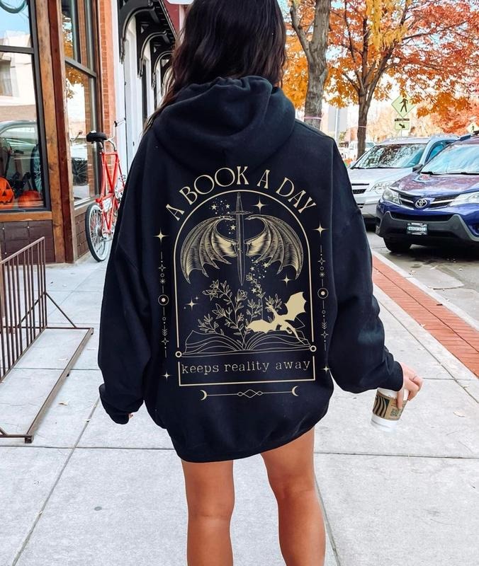 A Book a Day Dragon Hoodie, Bookish Sweatshirt, Book Club Shirt, Fantasy Book Merch, Gift for Reader, Fantasy Book Lover, Smut Hoodie