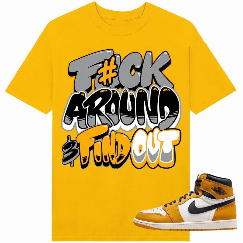 A J 1 high Yellow Ochre Shirt To Match Sneaker Fuch Around
