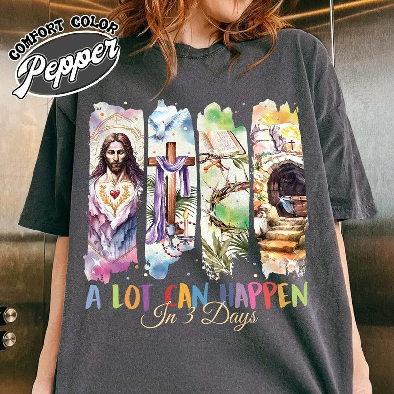 A Lot Can Happen in 3 Days Shirt,Retro Christian Easter Shirt,Jesus Has Risen Shirt,Christian Easter Shirt,Jesus Shirt,Religious Easter Gift