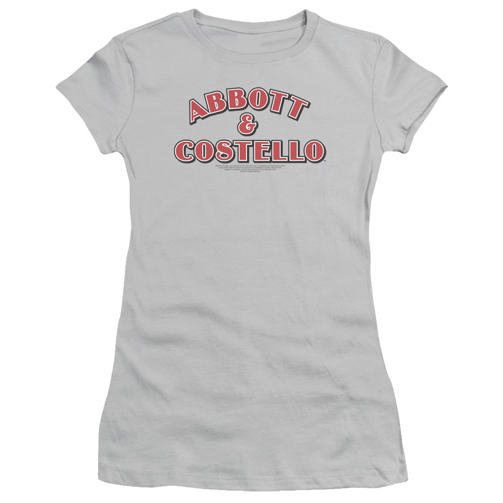 Abbott & Costello Logo Junior Sheer Cap Sleeve Womens T Shirt Silver Hoodie, Sweatshirt | CiraTrend.com