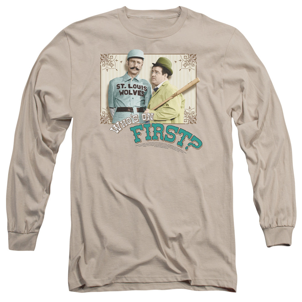 Abbott & Costello Whos First Long Sleeve Shirt Sand T-Shirts, Hoodie, Sweatshirt