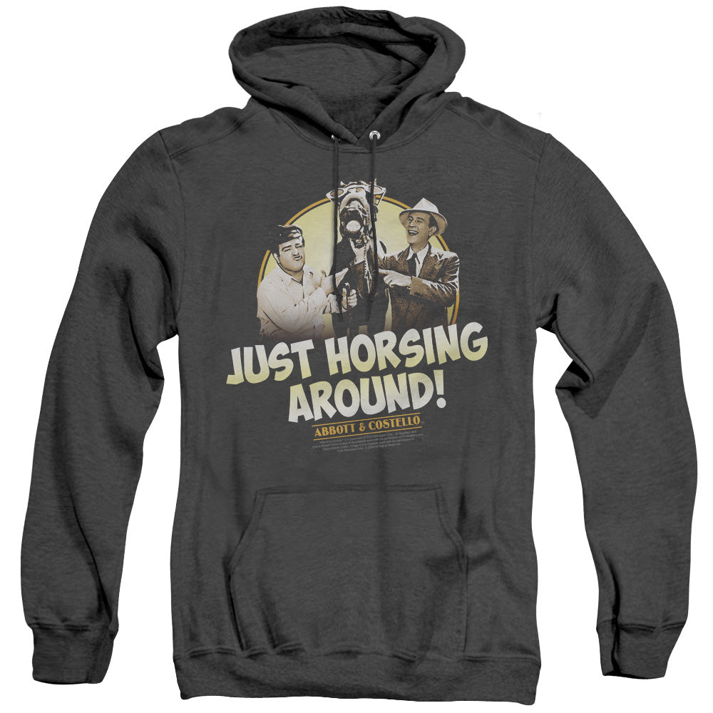 Abbott & Costello Horsing Around Mens Heather Hoodie Black T-Shirts, Sweatshirt | CiraTrend.com (Image 2)