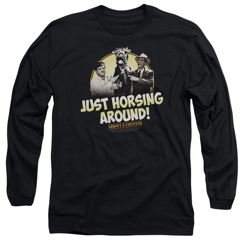 Abbott & Costello Horsing Around Mens Long Sleeve Shirt Black Hoodie, Sweatshirt | CiraTrend.com (Image 2)