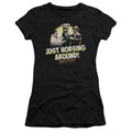 Abbott & Costello Horsing Around Junior Sheer Cap Sleeve Womens T Shirt Black Hoodie, Sweatshirt | CiraTrend.com