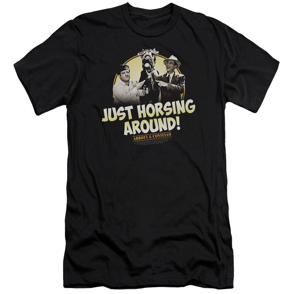 Abbott & Costello Horsing Around Premium Bella Canvas Slim Fit Mens T Shirt Black Hoodie, Sweatshirt (Image 3)