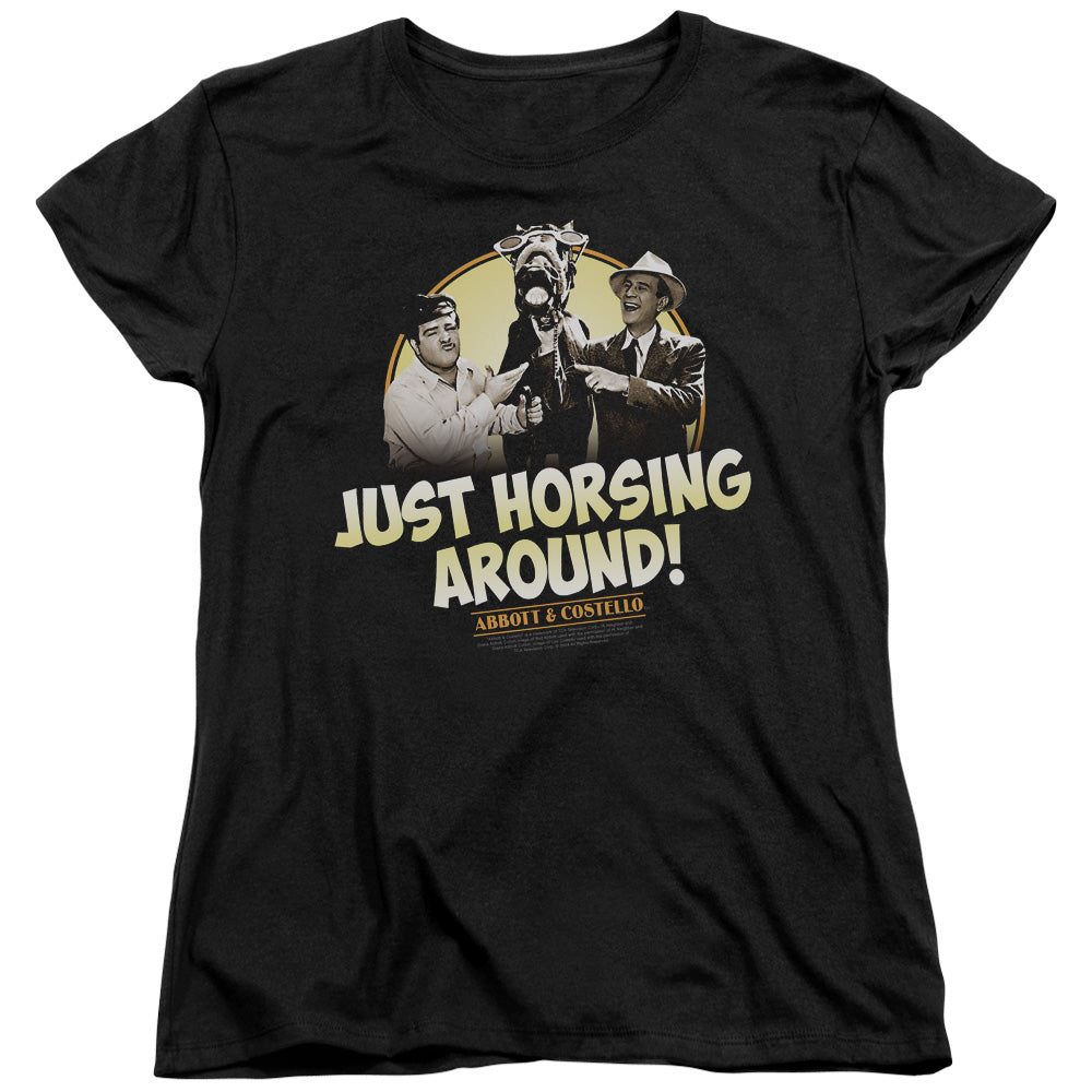 Abbott & Costello Horsing Around Womens T Shirt Black Hoodie, Sweatshirt | CiraTrend.com