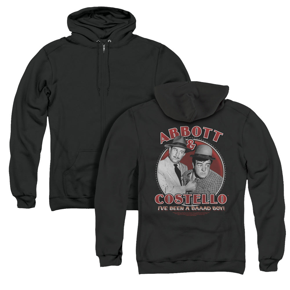 Abbott & Costello Bad Boy Back Print Zipper Mens Hoodie Black T-Shirts, Sweatshirt | CiraTrend.com
