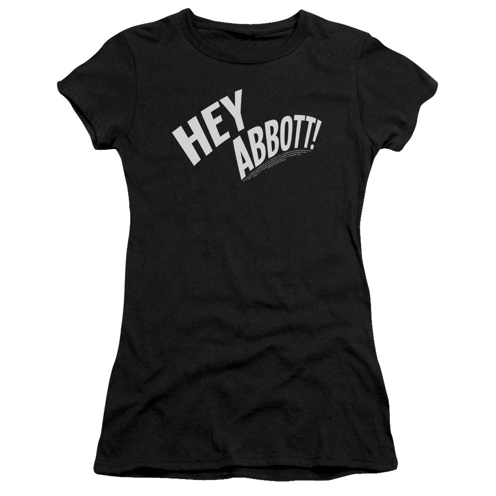 Abbott & Costello Hey Abbott Junior Sheer Cap Sleeve Womens T Shirt Black Hoodie, Sweatshirt | CiraTrend.com