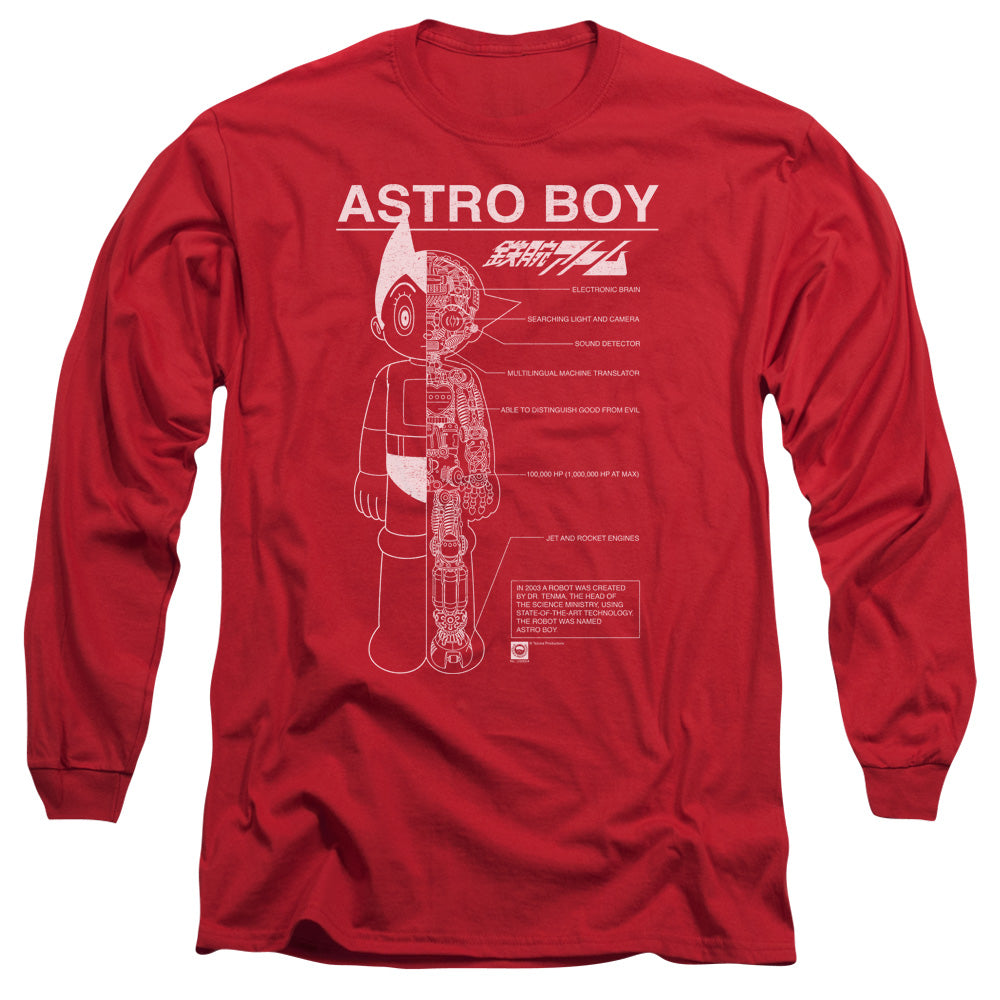 Astro Boy Schematics Mens Long Sleeve Shirt Red Hoodie, Sweatshirt | CiraTrend.com