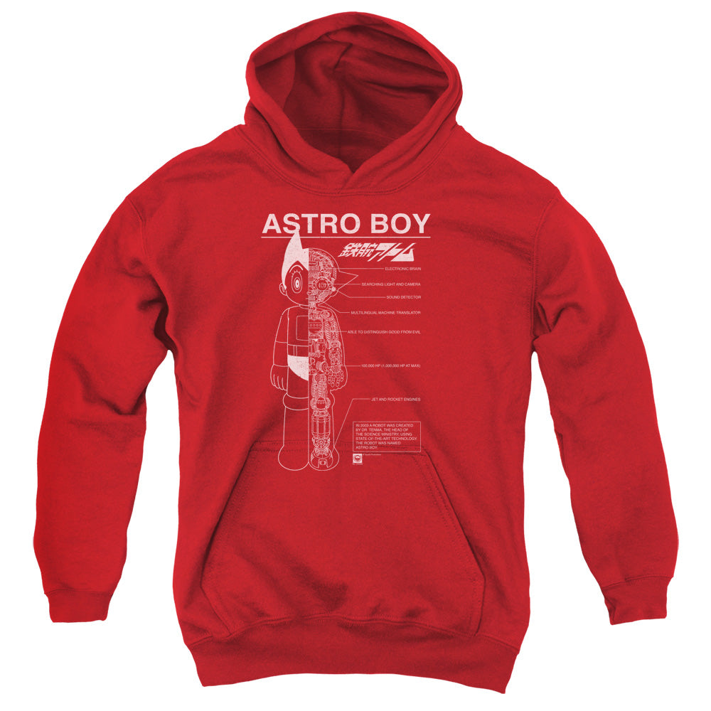 Astro Boy Schematics Kids Youth Hoodie Red T-Shirts, Sweatshirt | CiraTrend.com