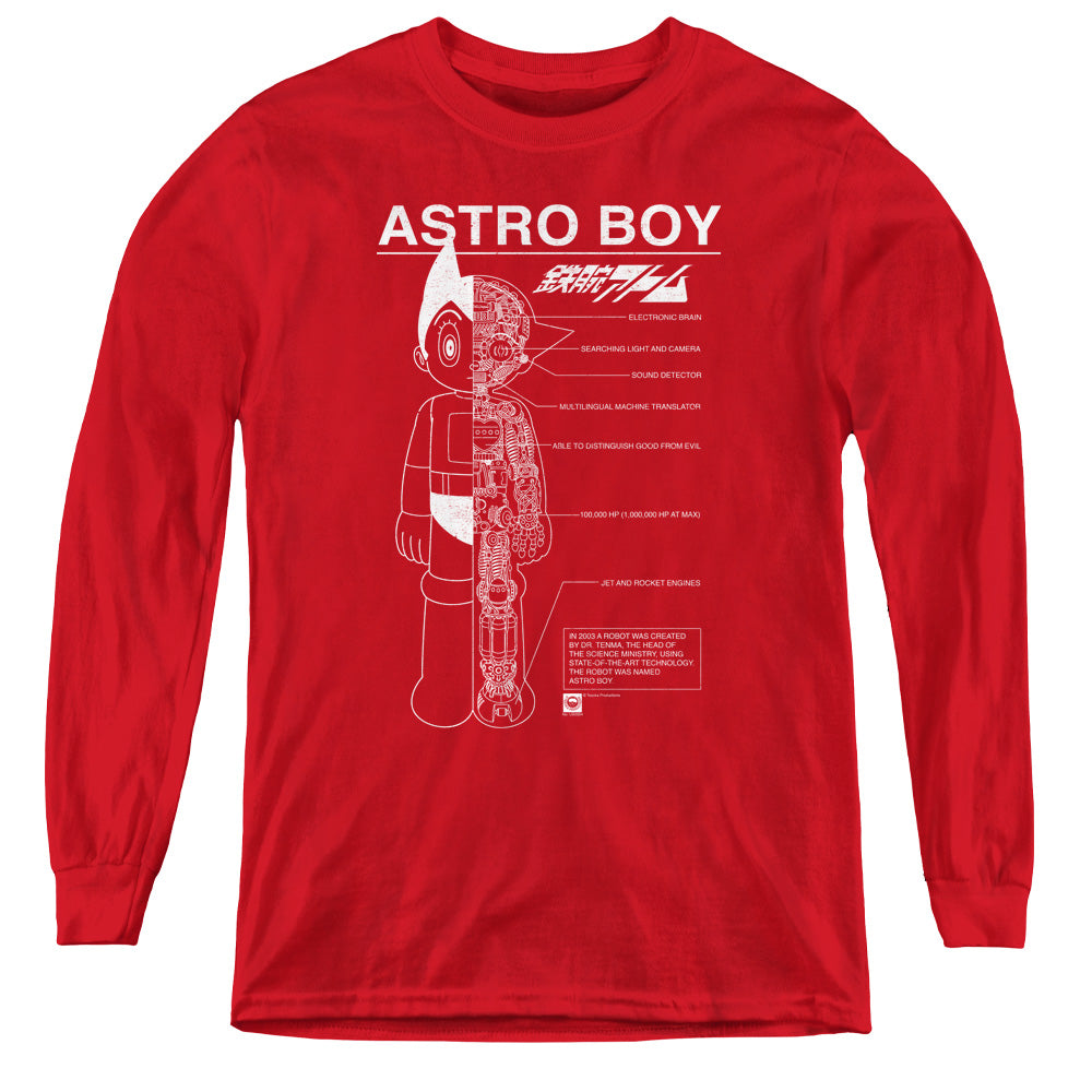 Astro Boy Schematics Long Sleeve Kids Youth T Shirt Red Hoodie, Sweatshirt | CiraTrend.com