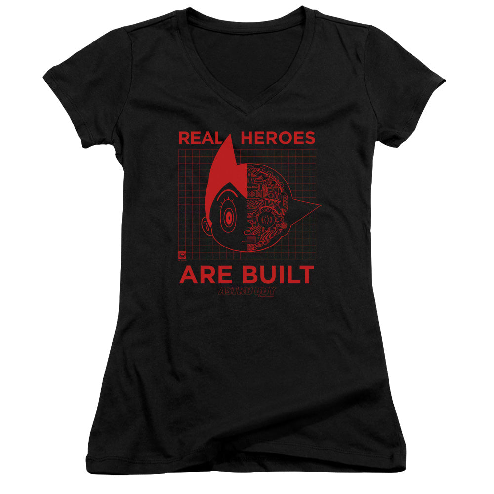 Astro Boy Real Hero Junior Sheer Cap Sleeve V Neck Womens T Shirt Black Hoodie, Sweatshirt | CiraTrend.com