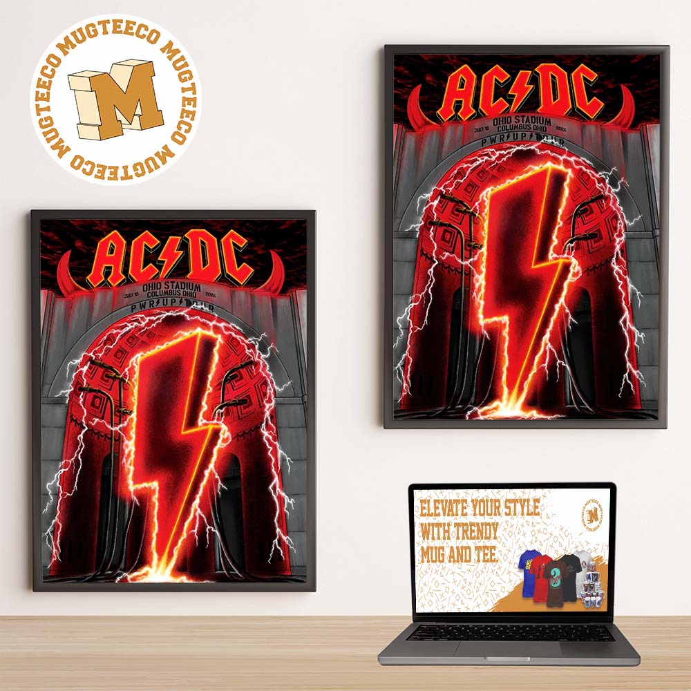 AC DC Columbus Oh Event Tee PWR UP Tour 2026 At Ohio Stadium On July 15 2026 Home Decor Poster Canvas