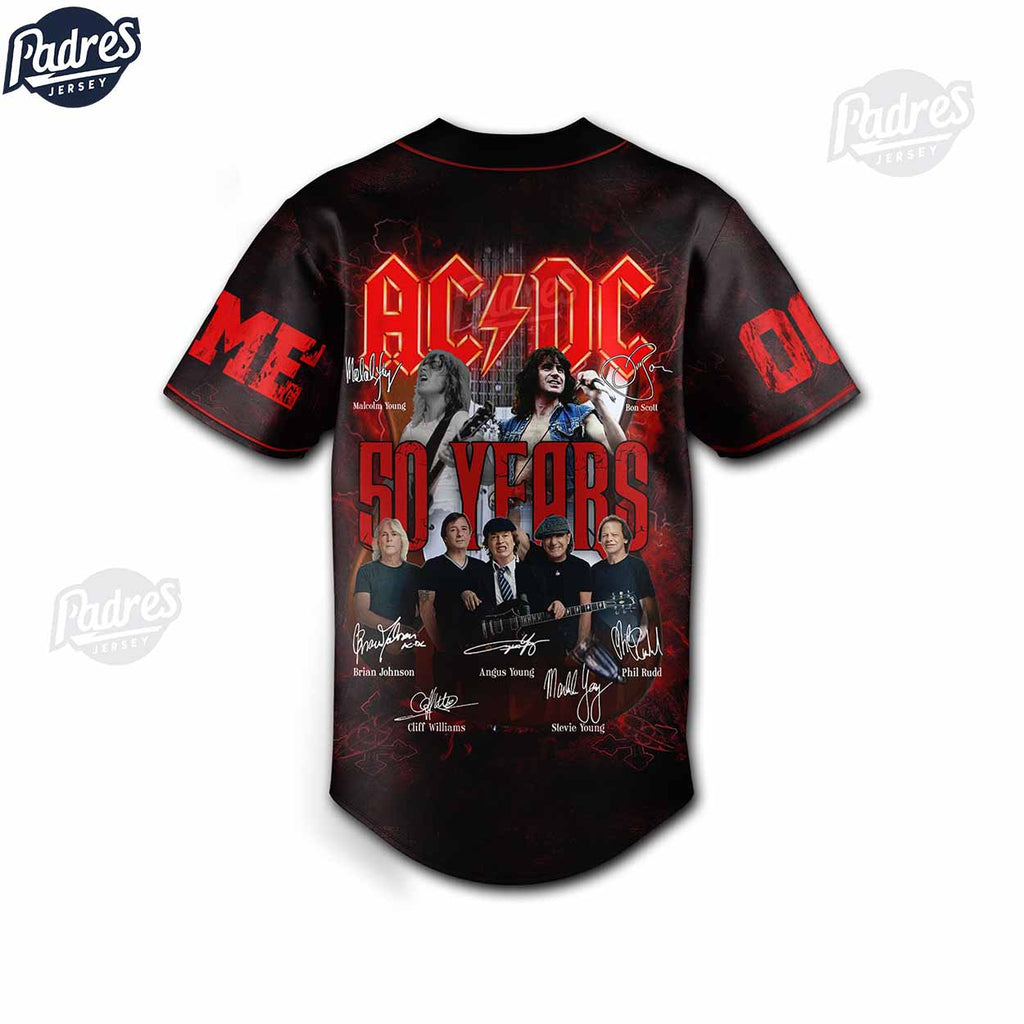 ACDC 50 Years Anniversary Custom Baseball Jersey - Padres Jersey Oasis: Elevate Your Baseball Style Game