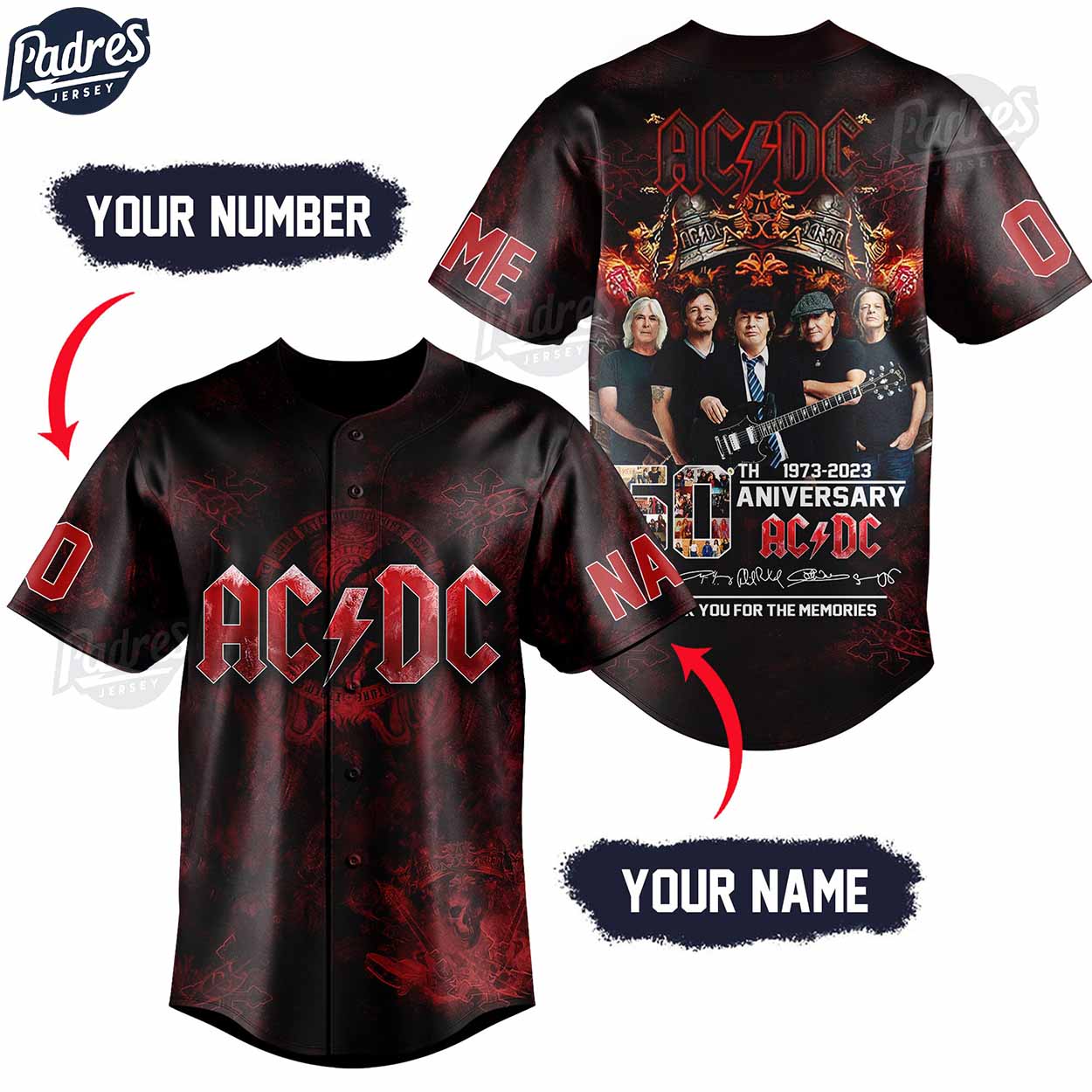 ACDC Anniversary Custom Baseball Jersey Style - Padres Jersey Oasis: Elevate Your Baseball Style Game