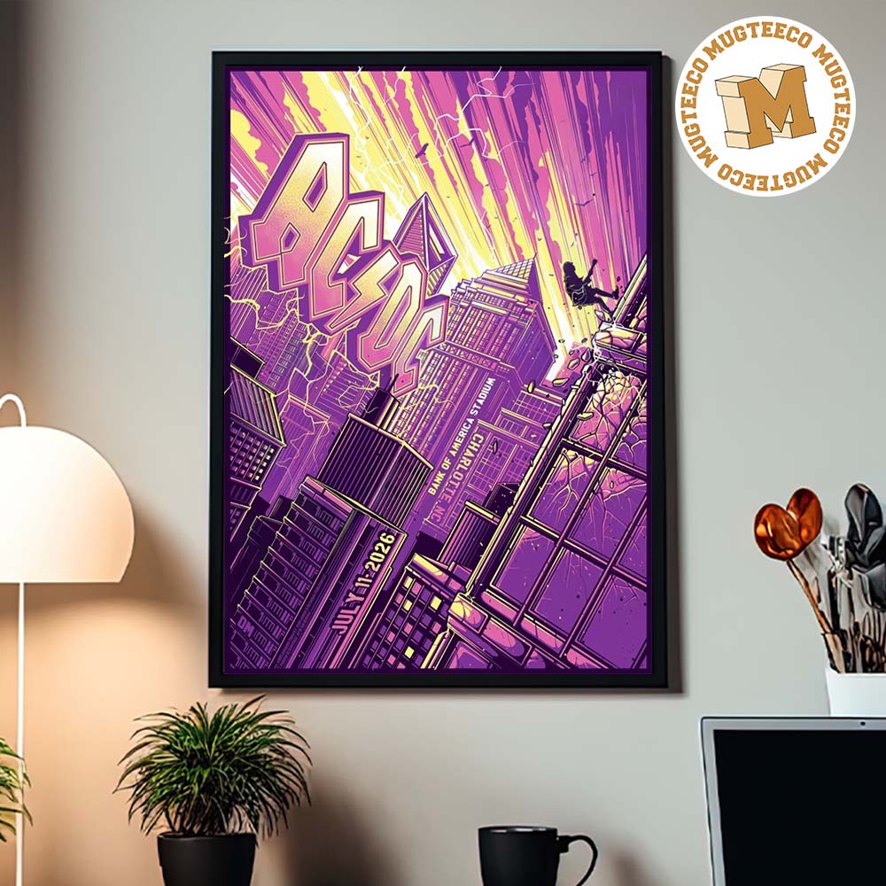 ACDC Charlotte Event Poster At Bank Of America Stadium On July 11 2026 Home Decor Canvas