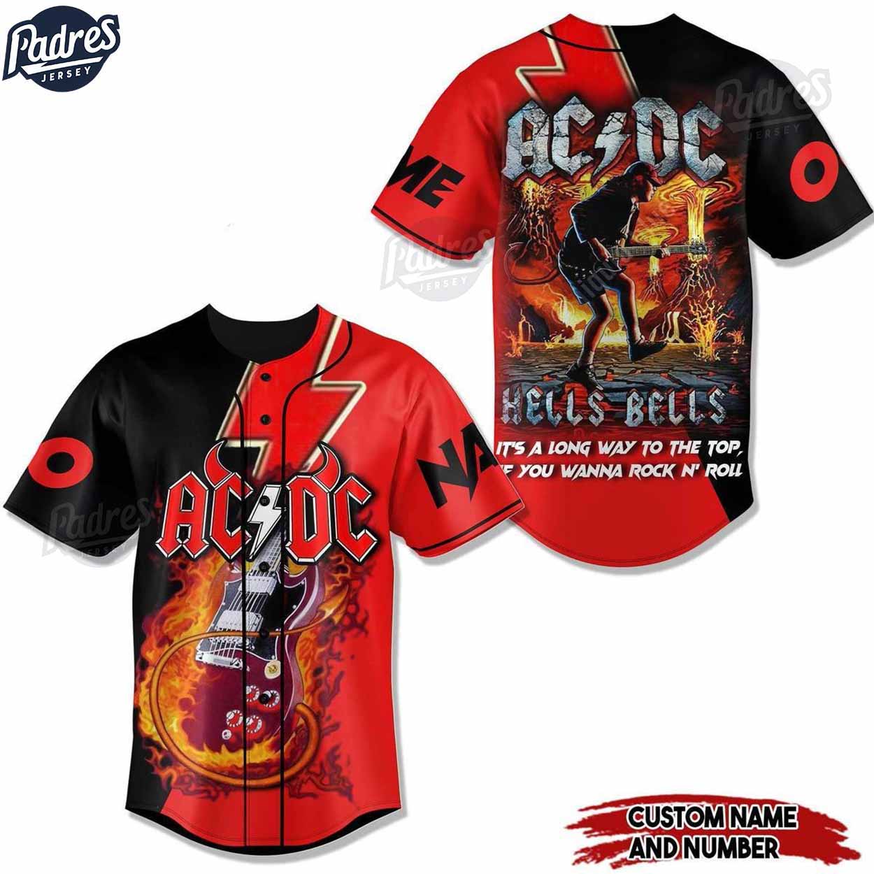 ACDC Hells Bells Custom Baseball Jersey - Padres Jersey Oasis: Elevate Your Baseball Style Game