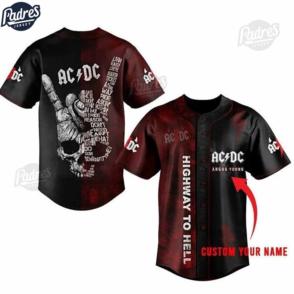 ACDC Highway To Hell Custom Baseball Jersey - Padres Jersey Oasis: Elevate Your Baseball Style Game