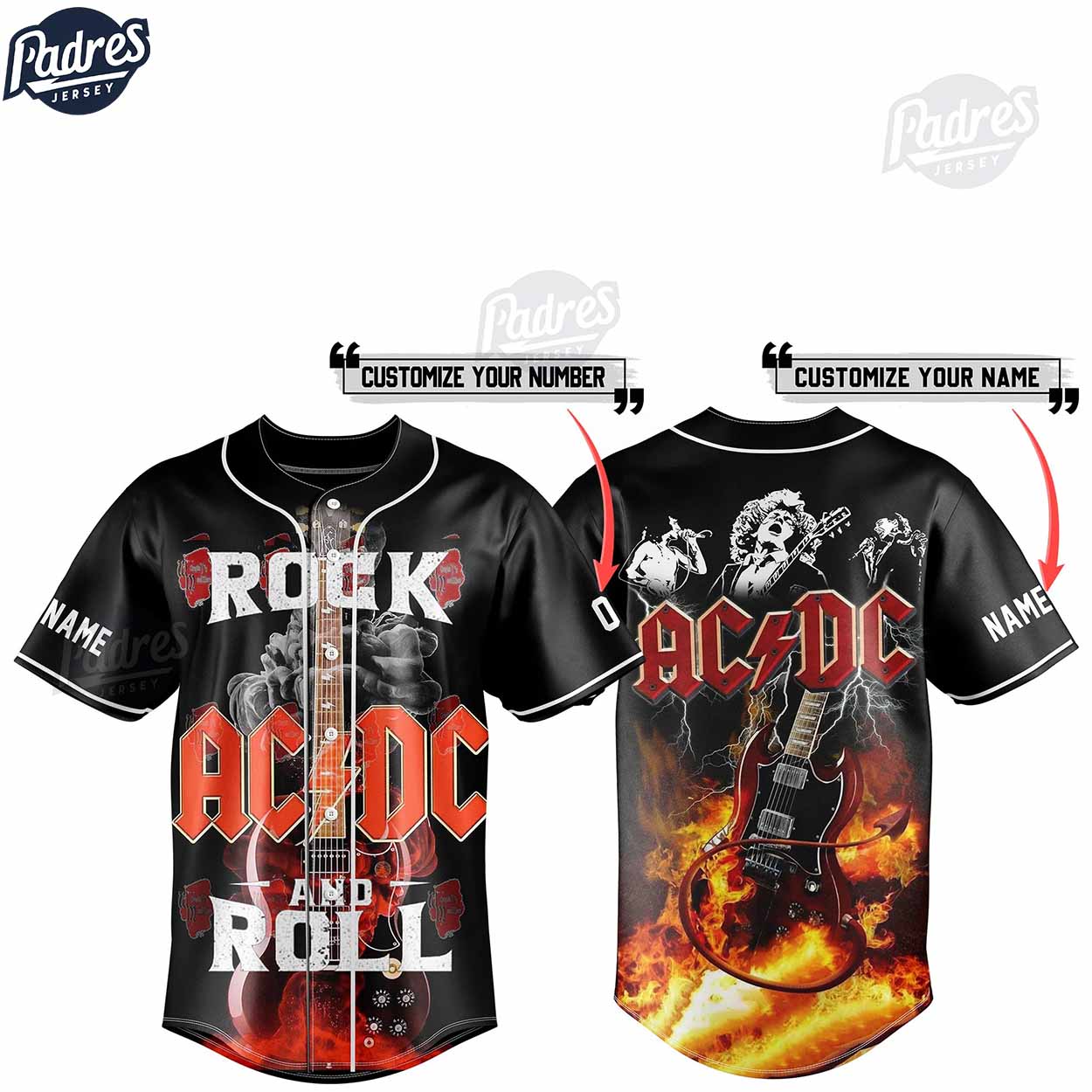 AC/DC Rock And Roll Custom Baseball Jersey Fans - Padres Jersey Oasis: Elevate Your Baseball Style Game
