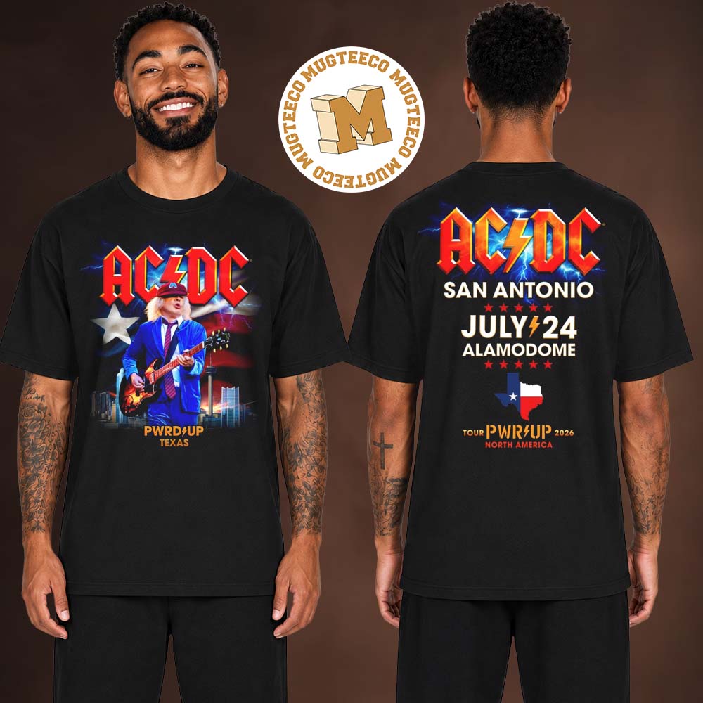 ACDC San Antonio Texas PWR UP Tour Merch Two Sided Unisex T Shirt