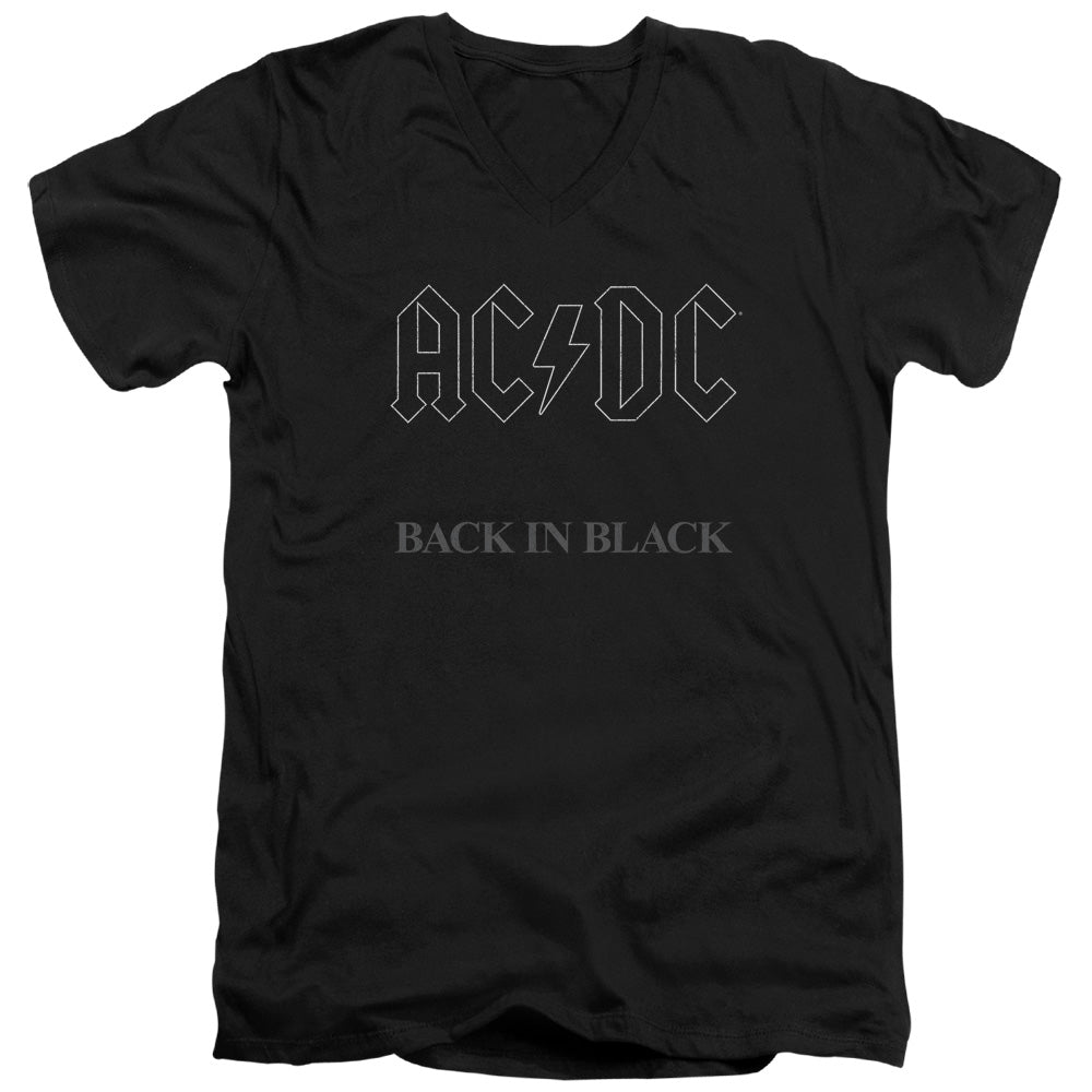 AC/DC Back In Black Mens Slim V-Neck T Shirt Black Hoodie, Sweatshirt | CiraTrend.com