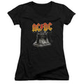 AC/DC Hells Bells Junior Sheer Cap Sleeve V-Neck Womens T Shirt Black Hoodie, Sweatshirt | CiraTrend.com