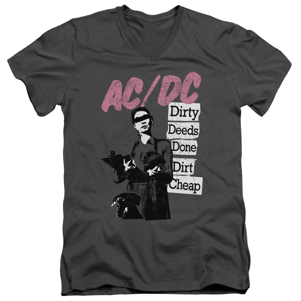 AC/DC Dirty Deeds Mens Slim Fit V-Neck T Shirt Charcoal Hoodie, Sweatshirt | CiraTrend.com
