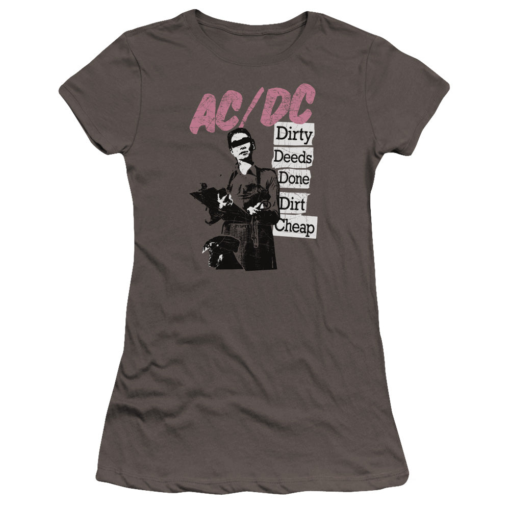 AC/DC Dirty Deeds Junior Sheer Cap Sleeve Premium Bella Canvas Womens T Shirt Charcoal Hoodie, Sweatshirt | CiraTrend.com