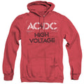 ACDC High Voltage Stencil Mens Heather Hoodie Red T-Shirts, Sweatshirt | CiraTrend.com (Image 1)