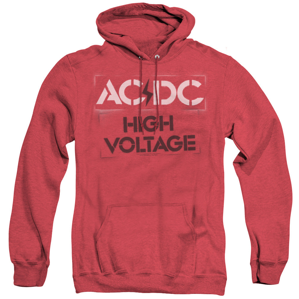 ACDC High Voltage Stencil Mens Heather Hoodie Red T-Shirts, Sweatshirt | CiraTrend.com (Image 2)