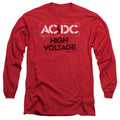 ACDC High Voltage Stencil Mens Long Sleeve Shirt Red Hoodie, Sweatshirt | CiraTrend.com (Image 1)