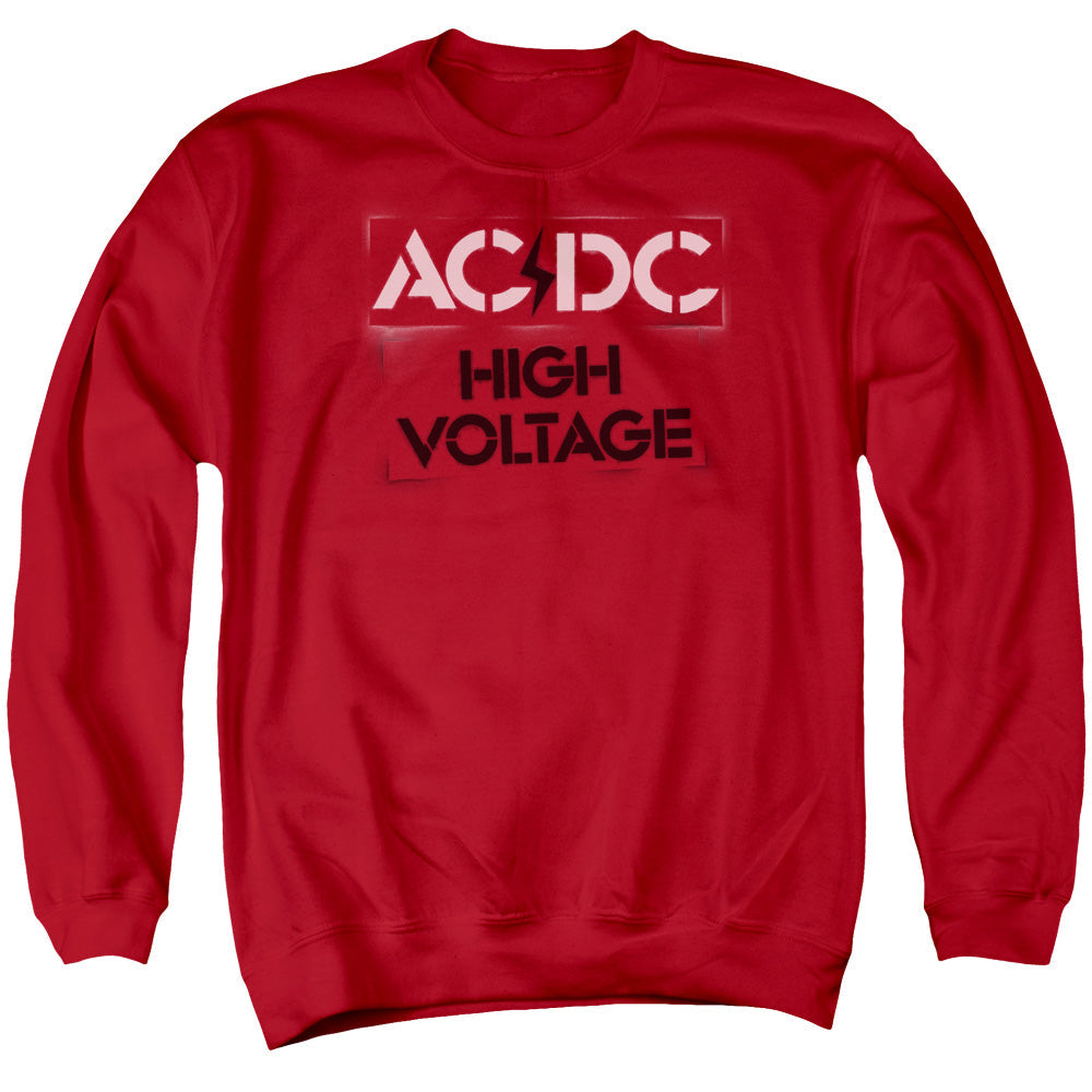 AC/DC High Voltage Stencil Mens Crewneck Sweatshirt Red T-Shirts, Hoodie | CiraTrend.com