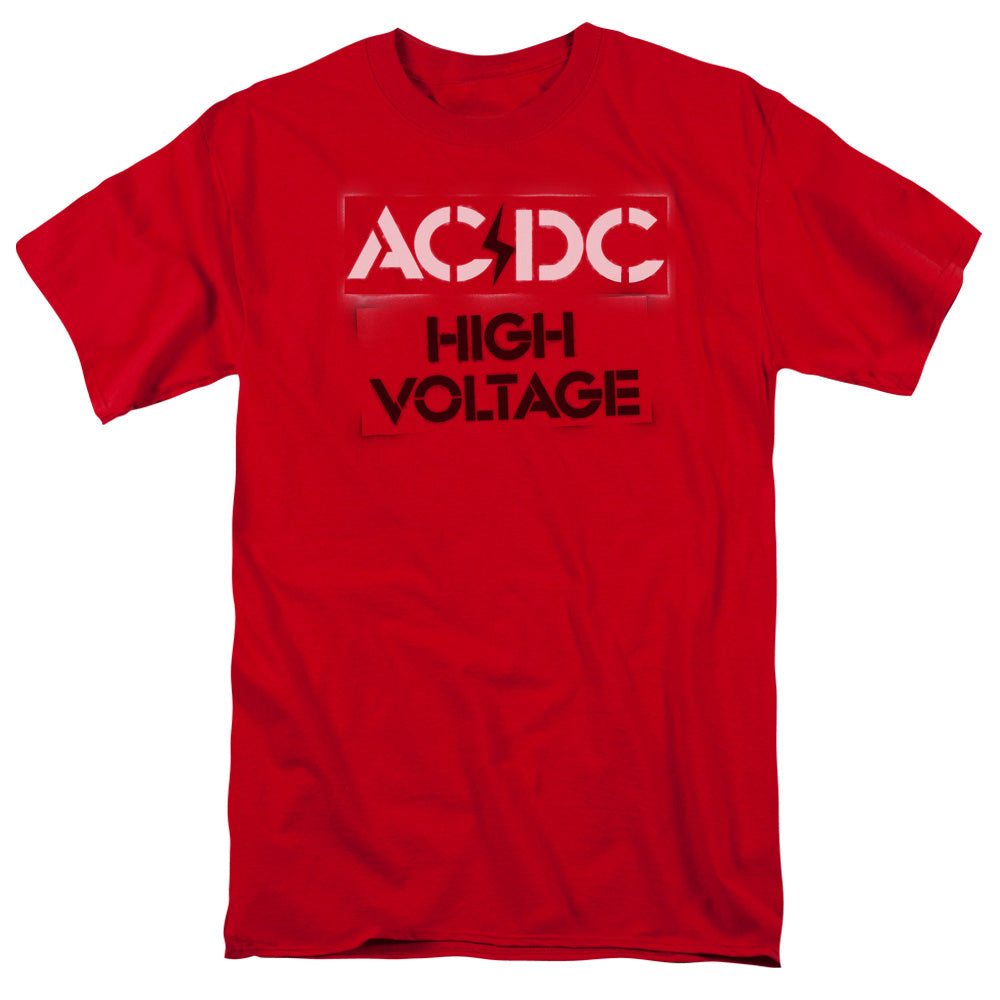 Acdc High Voltage Stencil Mens T Shirt Red Hoodie, Sweatshirt | CiraTrend.com
