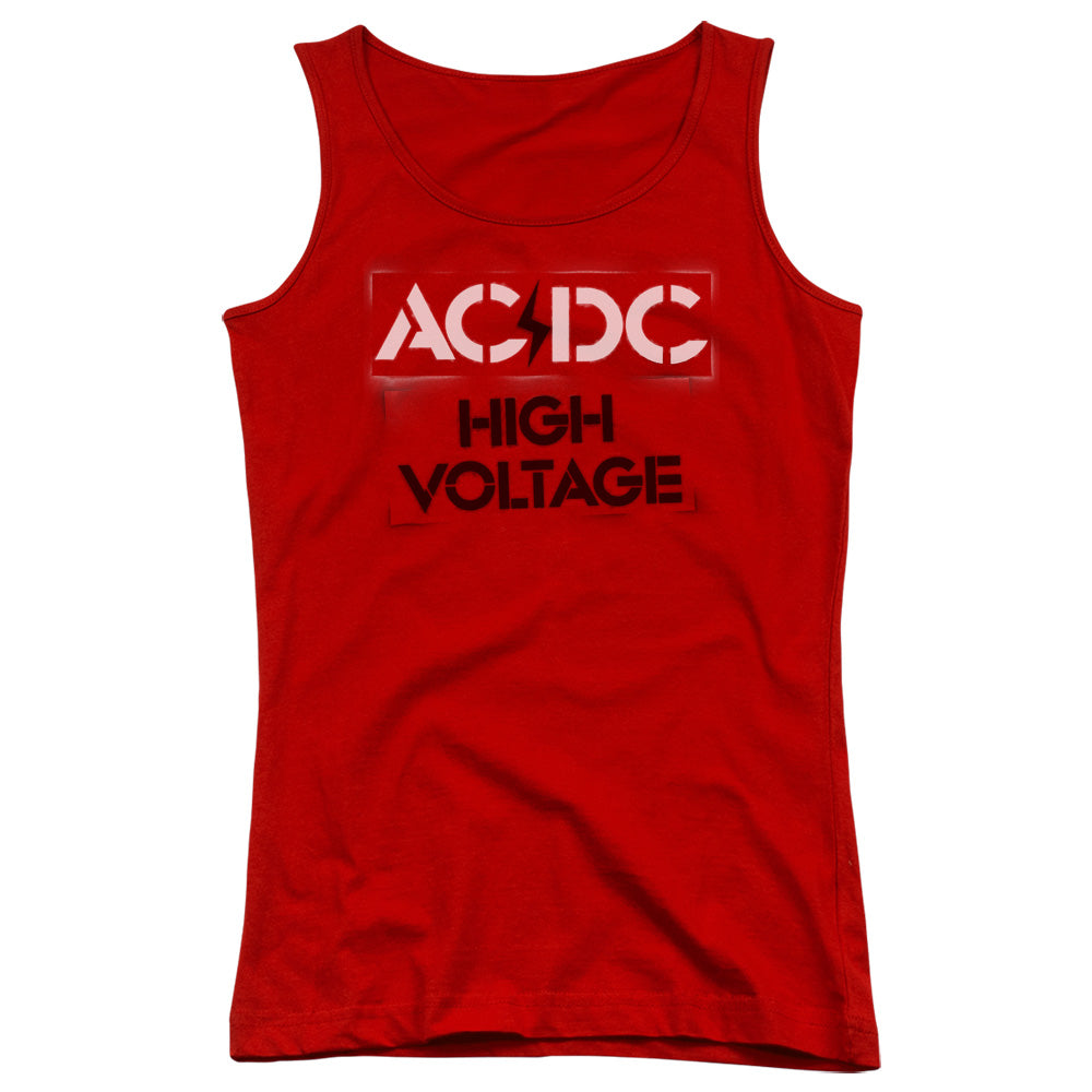 AC/DC High Voltage Stencil Womens Tank Top Shirt Red Hoodie, Sweatshirt | CiraTrend.com