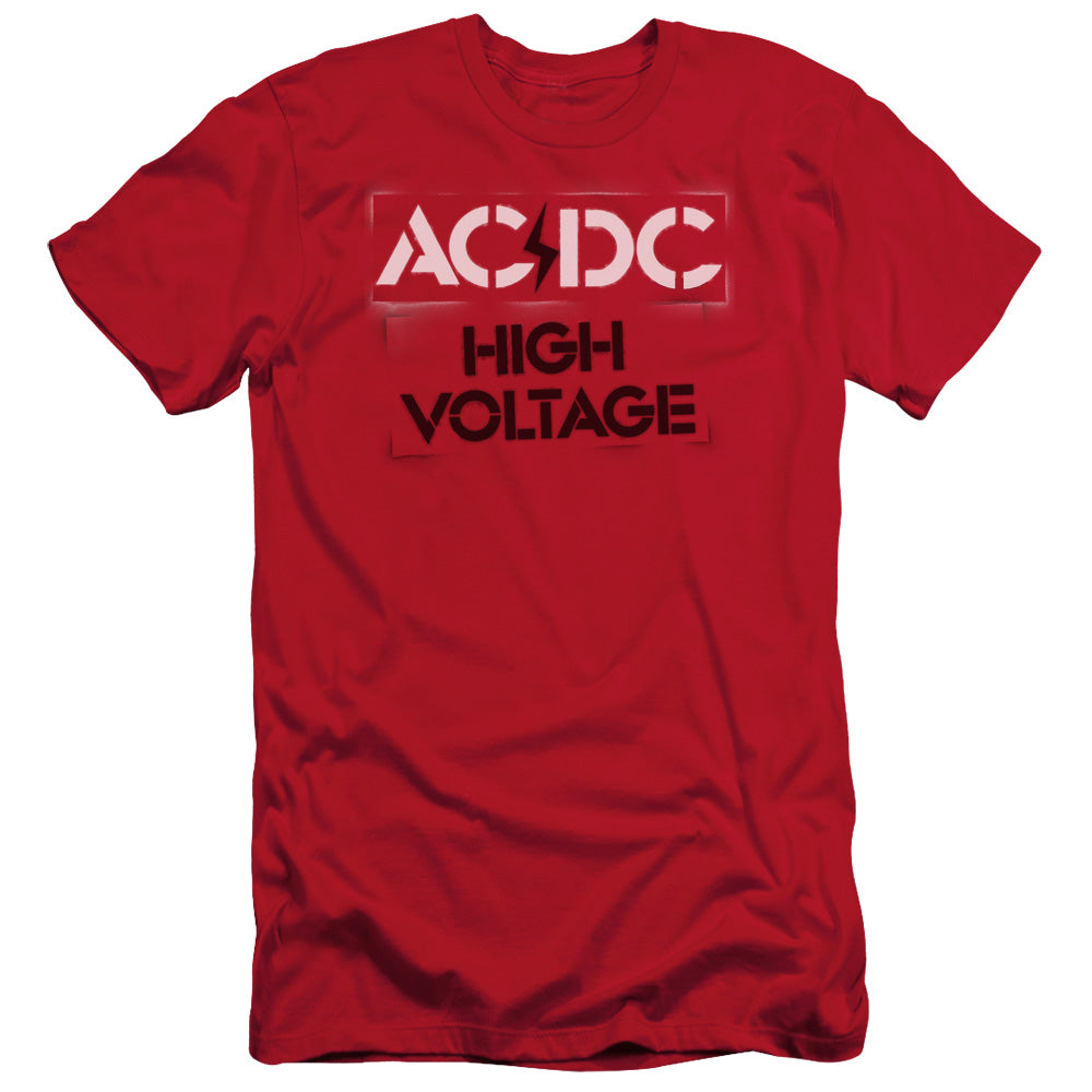 AC/DC High Voltage Stencil Slim Fit Mens T Shirt Red Hoodie, Sweatshirt | CiraTrend.com