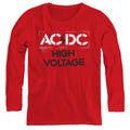 AC/DC High Voltage Stencil Womens Long Sleeve Shirt Red Hoodie, Sweatshirt | CiraTrend.com