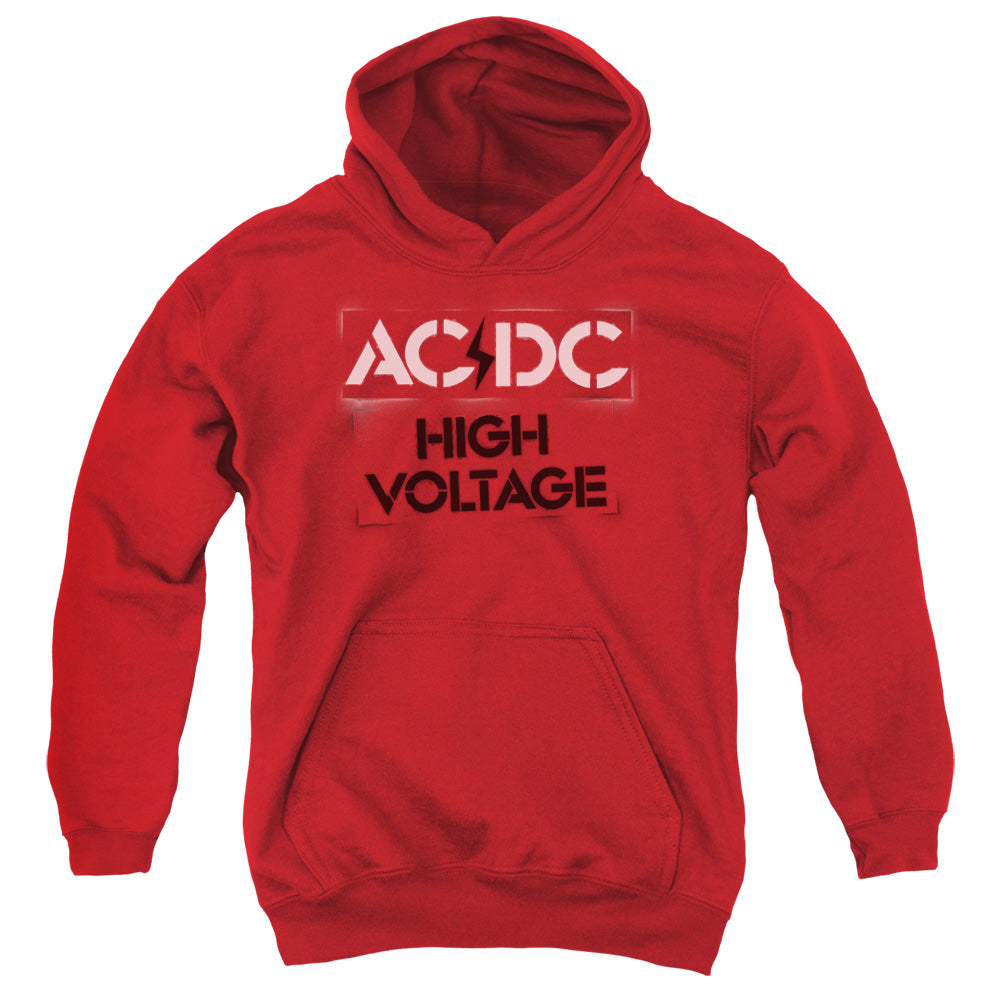 AC/DC High Voltage Stencil Kids Youth Hoodie Red T-Shirts, Sweatshirt | CiraTrend.com