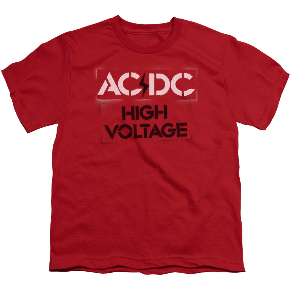 AC/DC High Voltage Stencil Kids Youth T Shirt Red Hoodie, Sweatshirt | CiraTrend.com