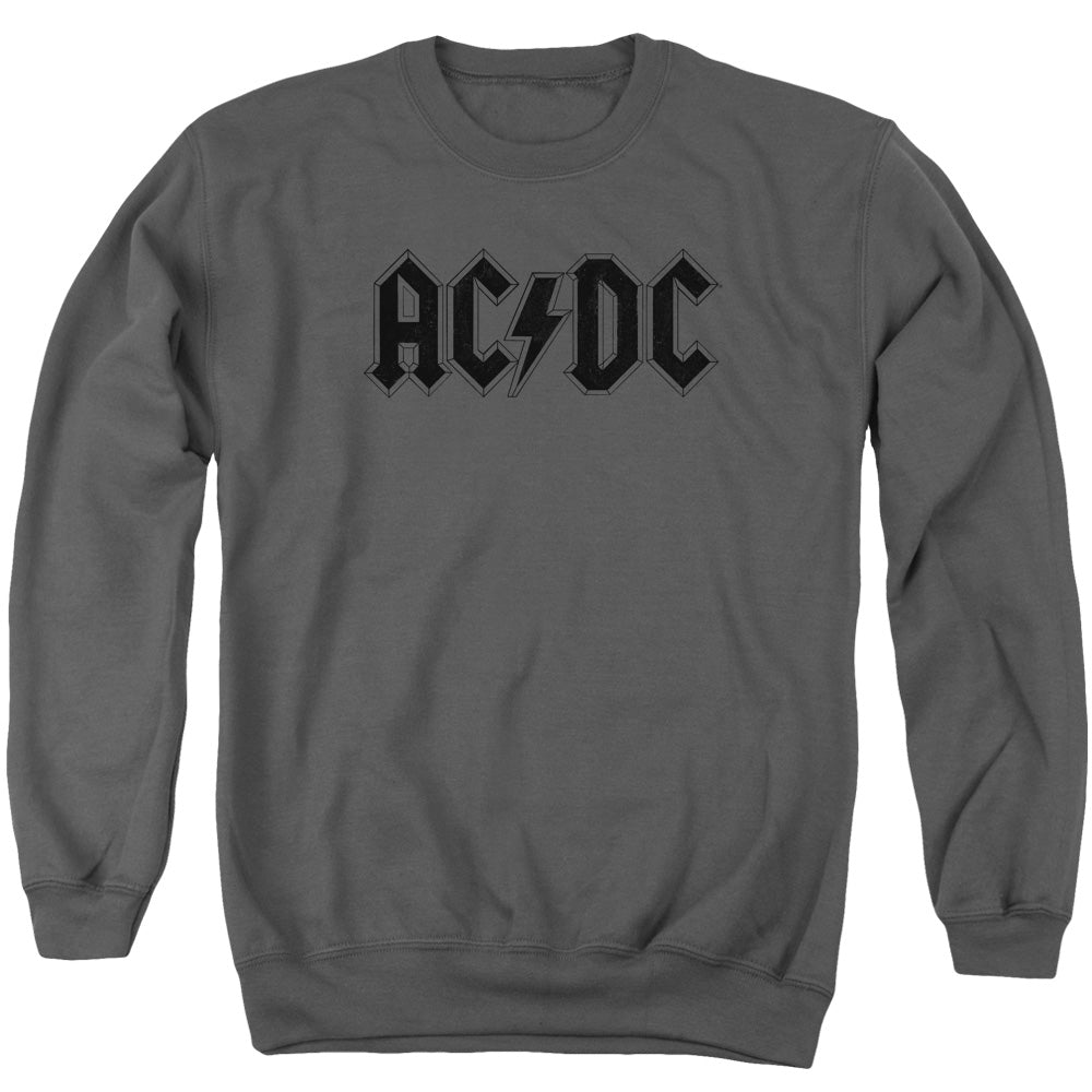 AC/DC Worn Logo Mens Crewneck Sweatshirt Charcoal T-Shirts, Hoodie | CiraTrend.com