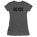 AC/DC Worn Logo Junior Sheer Cap Sleeve Womens T Shirt Charcoal Hoodie, Sweatshirt | CiraTrend.com