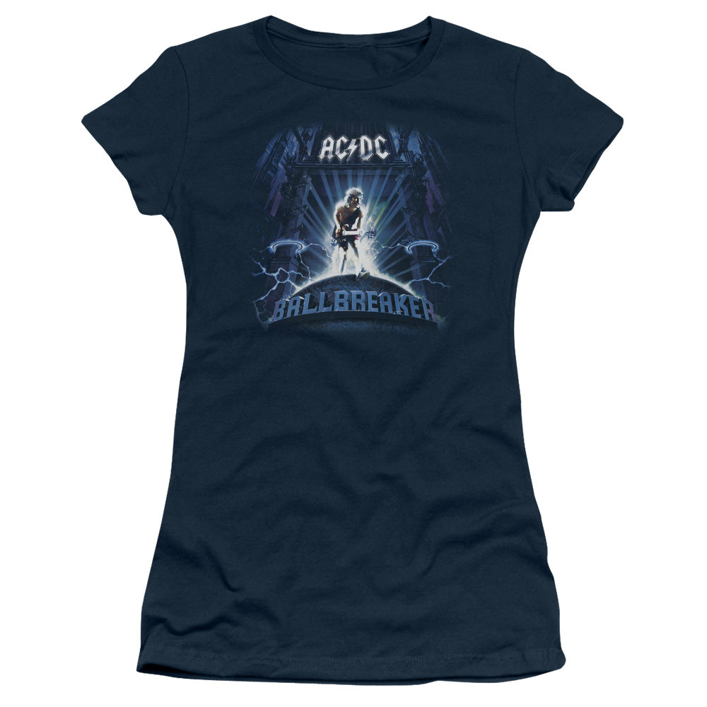 AC/DC Ballbreaker Junior Sheer Cap Sleeve Womens T Shirt Navy Blue Hoodie, Sweatshirt | CiraTrend.com