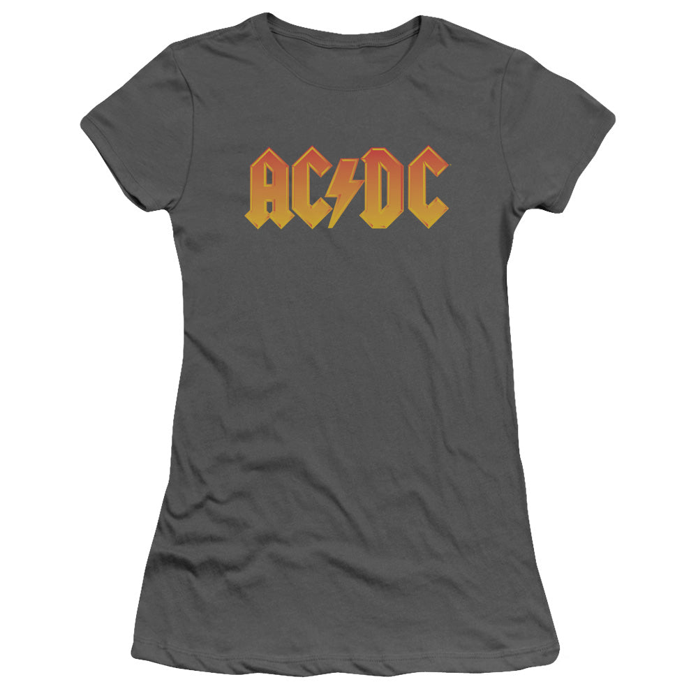 AC/DC Logo Junior Sheer Cap Sleeve Womens T Shirt Charcoal Hoodie, Sweatshirt | CiraTrend.com