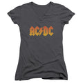 AC/DC Logo Junior Sheer Cap Sleeve V-Neck Womens T Shirt Charcoal Hoodie, Sweatshirt | CiraTrend.com