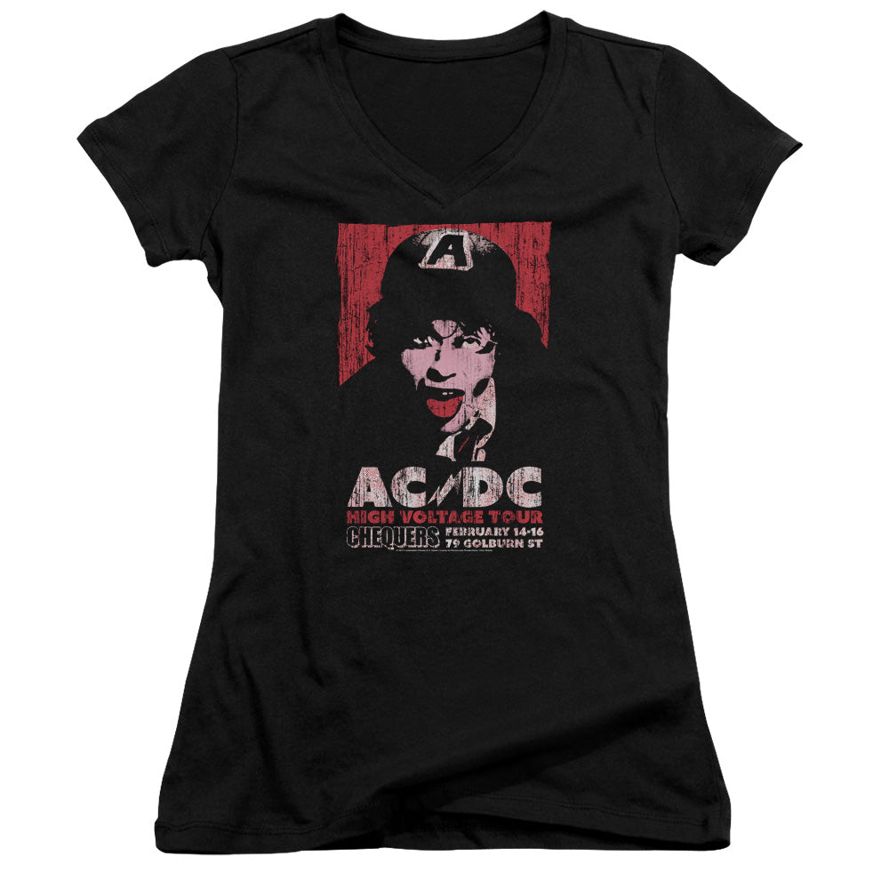 AC/DC High Voltage Live 1975 Junior Sheer Cap Sleeve V-Neck Womens T Shirt Black Hoodie, Sweatshirt | CiraTrend.com