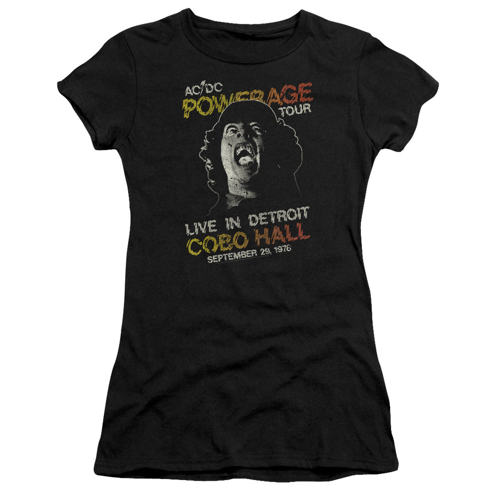 AC/DC Powerage Tour Junior Sheer Cap Sleeve Womens T Shirt Black Hoodie, Sweatshirt | CiraTrend.com