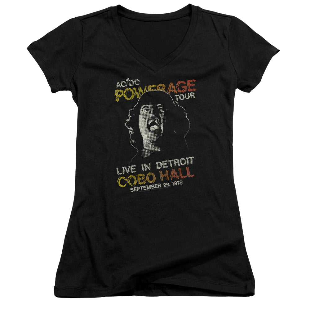 AC/DC Powerage Tour Junior Sheer Cap Sleeve V-Neck Womens T Shirt Black Hoodie, Sweatshirt | CiraTrend.com
